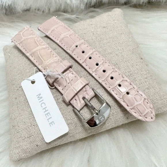 NEW wTags Michele 16MM Alligator Leather Watch Band in Blush - Picture 1 of 7